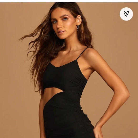 Lulus black ruched cut out body con dress - Picture 3 of 5